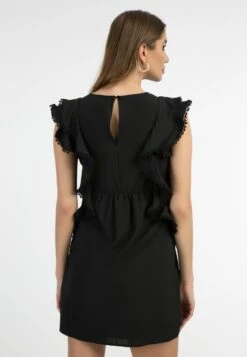 Faina MIT RÜSCHEN - Freizeitkleid - Schwarz -Faina Verkauf 0238b7f30d0a4edcbc597c2868a6fc54