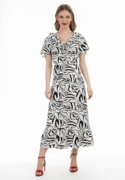 Faina MIT ZEBRA-PRINT - Freizeitkleid - Weiss/schwarz